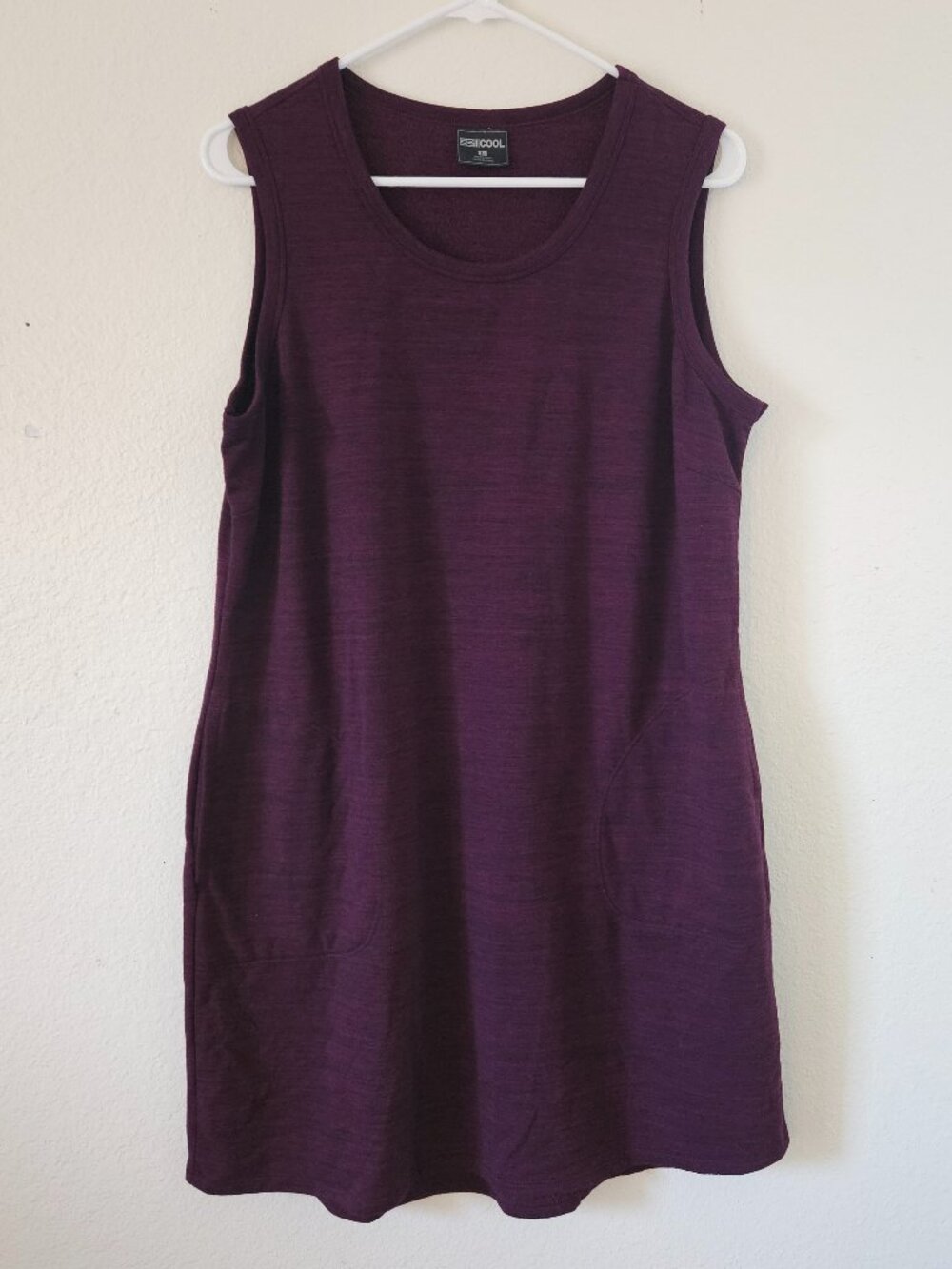32 Degree Cool L Sleeveless Dress Burgundy Heathered Pockets Soft Brushed Inside